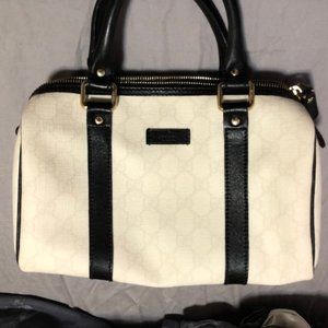 Gucci Small Joy Boston Bag With Double Handles Black and White